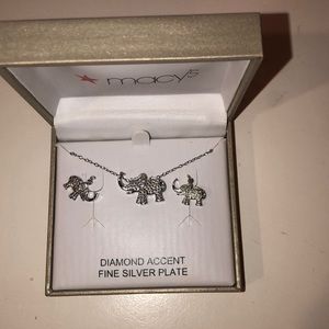 Elephant necklace and earrings